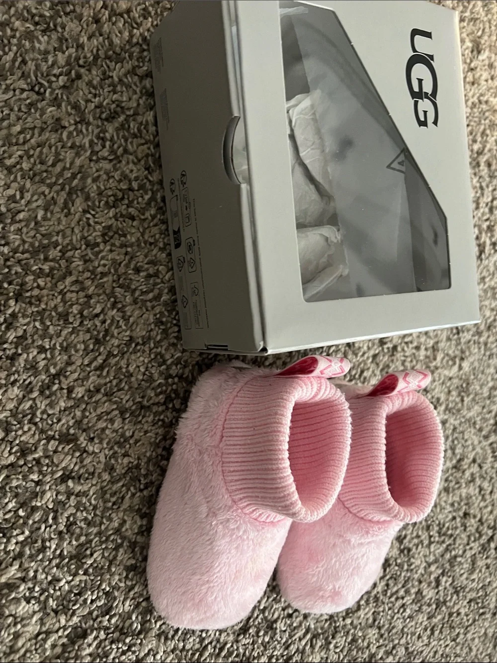 UGG Baby Soft Pink Plush Booties with Pull-Tab